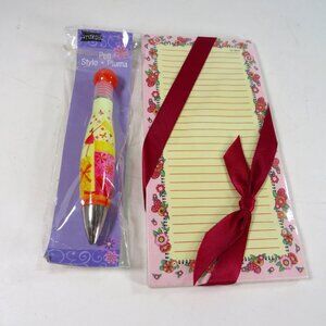 Pink Mary Engelbreit floral Note Pad w Magnet & Ergonomic Ink Pen Studio 18